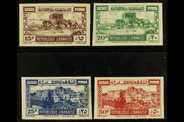 LEBANON  1945 Views Complete Postage IMPERF Set (Yvert 193/96, SG 290/93), Never Hinged Mint, 50pi Gum Disturbance, Fres - Otros & Sin Clasificación