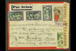 MADAGASCAR  1944 CENSOR COVER. A 3.65f Cover To India Uprated With Seven Stamps With "France Libre" Opts. Lovely For Mor - Otros & Sin Clasificación