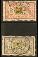 MOROCCO  1902-3 1p On 1fr Red And Olive And 2p On 2fr Violet And Yellow, Yv 16/17, Very Fine And Fresh Used With Neat Cd - Autres & Non Classés