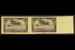 MOROCCO  1922-27 AIR 2f Imperf, Yvert 10b, Horizontal Pair Very Fine Mint. For More Images, Please Visit Http://www.sand - Otros & Sin Clasificación