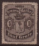 BREMEN  1862 5Gr Black On Rose, Roulette 16, Mi 7, Mint With Large Part Gum. For More Images, Please Visit Http://www.sa - Autres & Non Classés