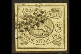 BRUNSWICK  1853 1/3sgr Black On White (Michel 5, SG 5), Fine Used With Four Large Margins, Fresh & Attractive. For More  - Sonstige & Ohne Zuordnung