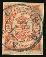 OLDENBURG  1861 2g Red Imperf With Variety "DEFORMITY TO UPPER RIGHT CORNER", Michel 13, Very Fine Appearing With 4 Marg - Other & Unclassified