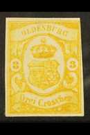 OLDENBURG  1861 3 Gr Greyish Yellow, Mi 14, Fine Mint Og, Clear Margins To 3 Sides Just Shaves Top Right Frame. For More - Altri & Non Classificati