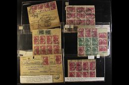 1920 PARCEL CARDS.  An Interesting Group Of Small Printed Parcel Cards Bearing Multiple High Values Frankings, Mostly Wi - Otros & Sin Clasificación