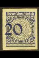 1923  (Dec) 20pf Violet-blue IMPERF (Michel 341 U, SG 355a), Very Fine Mint, Numeral '20' Shifted To The Left, Very Fres - Other & Unclassified