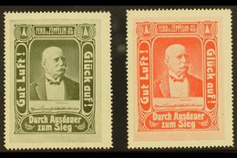 RARE ZEPPELIN LABELS.  Circa 1908 Two Different Labels Depicting Ferdinand Von Zeppelin Above An Image Of An Airship, In - Otros & Sin Clasificación