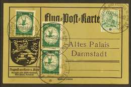 SEMI-OFFICIAL AIRMAIL  1912 (23 June) Special Card Bearing 5pf Germania And 30pf (x3) 'Rheim Und Main' Local Semi-offici - Altri & Non Classificati