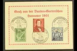 HANOVER  1951 Hanover Garden Show Special Card Bearing The 1950 Philharmonic Set & 1951 20pf Lortzing Stamp (Michel 72-7 - Otros & Sin Clasificación