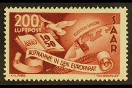 1950  200f Brown Lake Air Council Of Europe (Michel 298, SG 295), Never Hinged Mint, Very Fresh. For More Images, Please - Sonstige & Ohne Zuordnung