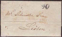 1834  (Oct) Entire Letter From Gibraltar To Lisbon, Showing Three Line "DE GIBR./S. ROQUE/ANDA. BAXA" In Red, And "90" R - Gibraltar