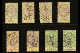 REVENUE STAMPS  STAMP DUTY 1894 30c, 1p25, 1p85, 2p50 And 5p (Barefoot 1/2 & 4/6); Plus 1898 3d, 1s And 2s (Barefoot 10/ - Gibilterra
