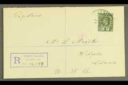 OCEAN ISLAND  1929 Registered Cover To Colorado, USA, Bearing KGV 1s Cancelled With "G.P.O. Ocean Isld." Pmk And Lovely  - Isole Gilbert Ed Ellice (...-1979)