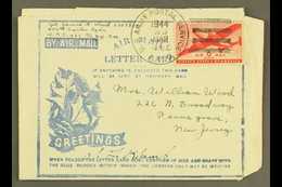 1942 BRITISH MILITARY FORCES CHRISTMAS AEROGRAMME  (Kessler 181) Greetings & Laurel, Used March 1944, Bearing USA Air 6c - Other & Unclassified