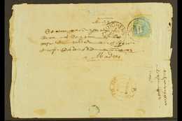 FRENCH INDIA  1886 NATIVE E/L To Madras With ½a Tied By "PONDICHERRY" Cds & "I I I" Numeral Cancel. Interesting For More - Sonstige & Ohne Zuordnung