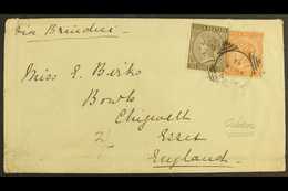 USED IN ADEN  1885 (18th Aug) Envelope To Chigwell Essex Bearing India QV 1a & 3a Stamps Tied By A Pretty Little Aden Sq - Other & Unclassified