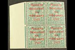 1922 DOLLARD  4d Grey-green With Carmine Overprint, SG 6c, Superb Nhm Left Marginal Block Of Four. For More Images, Plea - Autres & Non Classés