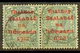 1922 DOLLARD  4d Grey Green With Carmine Overprint, SG 6c, Horizontal Pair, Fine Cds Used.  For More Images, Please Visi - Other & Unclassified