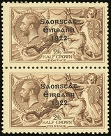 1922-23  2s6d Pale Brown Seahorse, Vertical Pair, One With NO ACCENT Variety, SG 64b + 64, Very Fine Mint, Normal Stamp  - Altri & Non Classificati