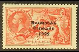 1935  5s Bright Rose-red Re-engraved Seahorses Overprint With FLAT-TAILED "9" Variety (position R. 8/1), Hibernian T76b, - Sonstige & Ohne Zuordnung