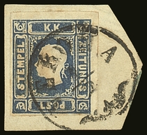 LOMBARDY VENETIA  NEWSPAPER STAMPS 1858 (1,05s) Deep Blue, Sass 8b, Superb Used On Piece With Complete Scrolled "Verona" - Unclassified