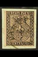 PARMA  1852 15c Black On Rose, Sass 3, Very Fine Used On Piece. Cat €190 (£160) For More Images, Please Visit Http://www - Non Classificati