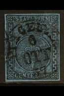 PARMA  1852 40c Black On Blue, Variety Large Right Hand Greek Border, "Greca Larga", Sass 5b, Superb Used With Central P - Sin Clasificación