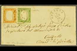 1863 FIRST DAY NEW UNIFIED 15 CENT ITALIAN POSTAL RATE  Important Cover From Bologna To Candelo Franked Italy 1852 10c O - Sin Clasificación