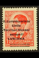 LUBIANA  1941 1.50d Scarlet Overprint With Two Bars (Sassone 34, SG 39), Fine Never Hinged Mint, Fresh, Expertized A.Die - Sin Clasificación