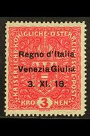 VENEZIA GIULIA  1918 3k Rose Carmine Overprinted, Sass 16, Very Fine Mint. Signed Diena. Cat €800 (£580) For More Images - Unclassified