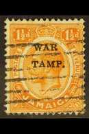 1916  1½d Orange Ovptd "War Stamp" Variety "S In Stamp Omitted", SG 71b, Fine  Used. Ex Napier. For More Images, Please  - Jamaïque (...-1961)