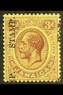 1917  3d Purple On Yellow, "War Stamp" Variety "Opt Sideways, Reading Up", SG 75d, Very Fine Mint. Scarce Stamp. Ex Napi - Giamaica (...-1961)