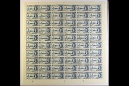 1946  3d Blue Victory Perf 13½x14, SG 142, Never Hinged Mint Plate A1 COMPLETE SHEET Of 60 With Varieties On Positions R - Giamaica (...-1961)