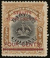 1906-07  4c On 18c Black And Pale Brown Overprinted On Labuan, With "Line Through B" Variety, SG 146d, Mint, Centered To - Straits Settlements