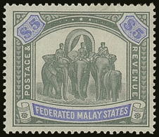 FEDERATED MALAY STATES  1900 $5 Green And Pale Ultramarine, Wmk CC, Elephants, SG 25a, Very Fine And Fresh Mint. For Mor - Other & Unclassified