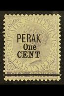 PERAK  1891 1c On 6c Lilac (Type 33), SG 45, Very Fine Mint. For More Images, Please Visit Http://www.sandafayre.com/ite - Autres & Non Classés