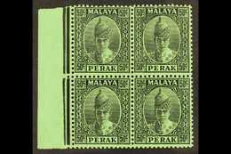 PERAK  1938-41 50c Black/emerald, SG 118, Very Fine Never Hinged Mint Left Marginal BLOCK OF FOUR. For More Images, Plea - Altri & Non Classificati