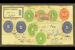 1894  (17 Apr) 12c Scarlet Numeral Ps Envelope To Germany, Registered And Uprated With 1890-95 1c (x5 Inc Strip Of 3) &  - México
