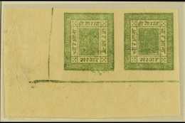 1886-9  4a Green, Slightly Blurred Impressions, Corner Marginal Pair, Setting 3/8, Positions 57/8, SG 12, Scott 9, Unuse - Népal