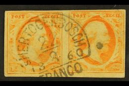 1852  15c Orange- Yellow Pair Cancelled By Very Fine "s'-HERTOGENBOSCH" Halfround Type C Pmk With 4 Small Margins. Scarc - Altri & Non Classificati