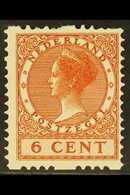 1924-26  (no Watermark) Wilhelmina 6c Chestnut With Interrupted Perf On Two Sides (NVPH R7, SG 278cB), Fine Mint. For Mo - Altri & Non Classificati