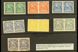 1882  "Seal Of Nicaragua" Complete Set (Sc 13/19, SG 20/26) Plate Proof IMPERF HORIZ PAIRS On Card, Very Fine. (7 Proof  - Nicaragua