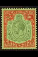 1921-30  10s Green & Red On Pale Emerald With BROKEN CROWN AND SCROLL Variety, SG 113b, Very Fine Mint, Very Fresh, With - Nyassaland (1907-1953)