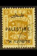 1922  9p Ochre Overprint, SG 82b, Fine Cds Used, Scarce. For More Images, Please Visit Http://www.sandafayre.com/itemdet - Palestine