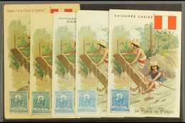 1908  Stamp Designs On Advertising Cards, ALL Different, Seldom Seen (5 Cards) For More Images, Please Visit Http://www. - Peru