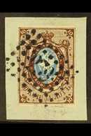 1857  10k Blue & Brown, Imperf, Mi 1, SG 1, Fine Used On Piece With Numeral In Dotted Rectangle, Margins Touch Frame At  - Other & Unclassified
