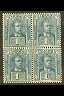 1918  1c Slate Blue And Slate, Unissued Colour,  SG 62, Very Fine NHM Block Of Four.  For More Images, Please Visit Http - Sarawak (...-1963)