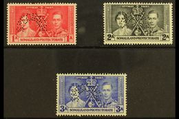 1937  Coronation Set Complete, Perforated "Specimen", SG 90s/92s. Very Fine Mint Part Og. (3 Stamps) For More Images, Pl - Somaliland (Herrschaft ...-1959)