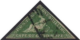 CAPE OF GOOD HOPE  1859 1s Deep Dark Green Triangular, SG 8b, With Three Small To Good Margins, And Part Triangular Canc - Non Classés