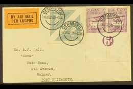 1929  (29 Aug) Airmailed Cover To Port Elizabeth, Franked With 1926 4d Triangle Pair & 1925 6d Airmail Numeral Margin Pa - Unclassified